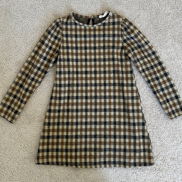 ZARA Girls Brown Plaid Dress Size 8 - Picture 1 of 4